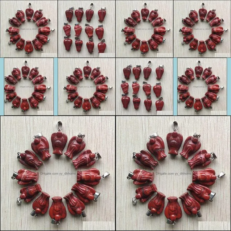 wholesale 50pcs/lot good quality carved natural rainbow stone angel charms pendants for necklace jewelry making
