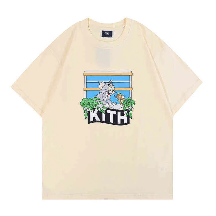 Överdimensionerad 2022 New Kith Tokyo Shibuya T Shirt Men Kvinnor Högkvalitativa gatuutsikt Trycktröjor Tee Tops Rose Omoroccan Tile Tees T-shirt 17