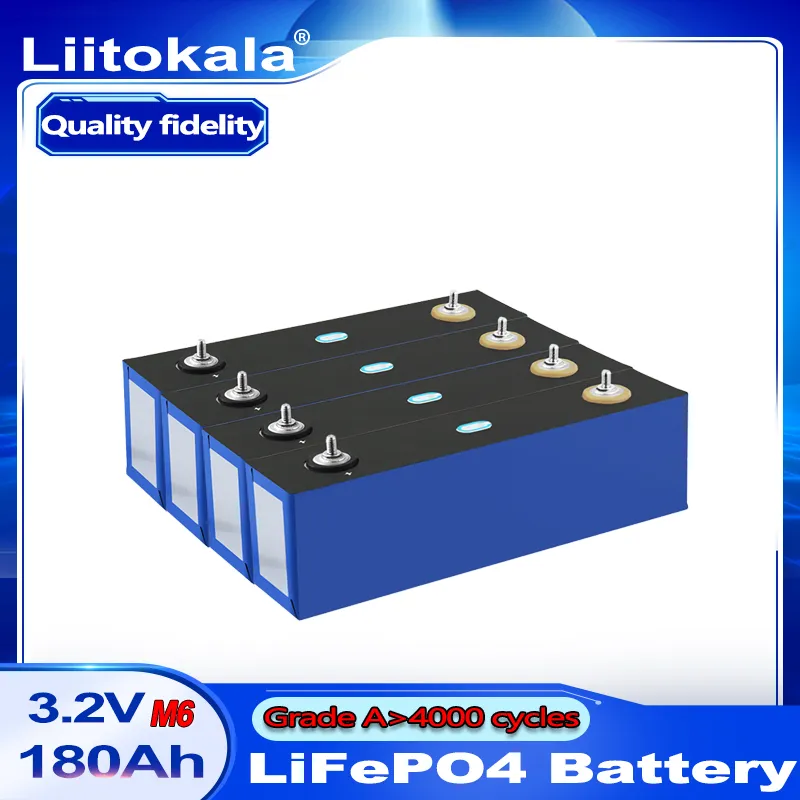 Liitokala 3.2V 150AH 180AH LifePO4 Аккумуляторная батарея Высококакл. Клетки большой емкости DIY 12V 24V Солнечная энергия Хранение RV Golf Car 3,2 В150ah 6C Разряд