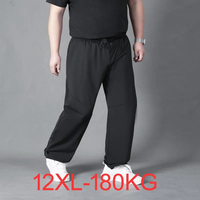 Men's Pants Summer Sports Plus Size 11XL 12XL Men's Straight Trousers Thin Ice Silk Quick-drying Loose Casual Tide