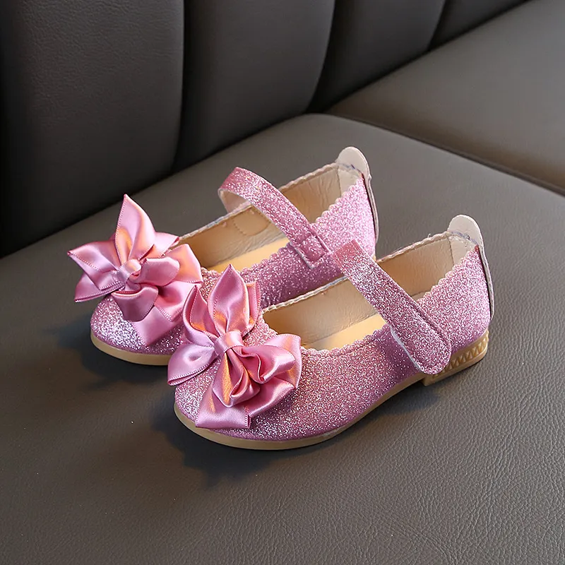 Dzieci Lokte buty cekinowe tkaniny dzieci dla maluchów małe duże dziewczyny wstążki łuk kokur miękka słodka sukienka statek 220525