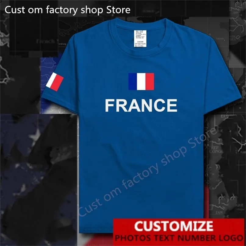 Camiseta de la República Francesa de Francia, Jersey personalizado gratis, nombre DIY, número, hombres, mujeres, moda de venta al por menor, camiseta informal suelta 220620