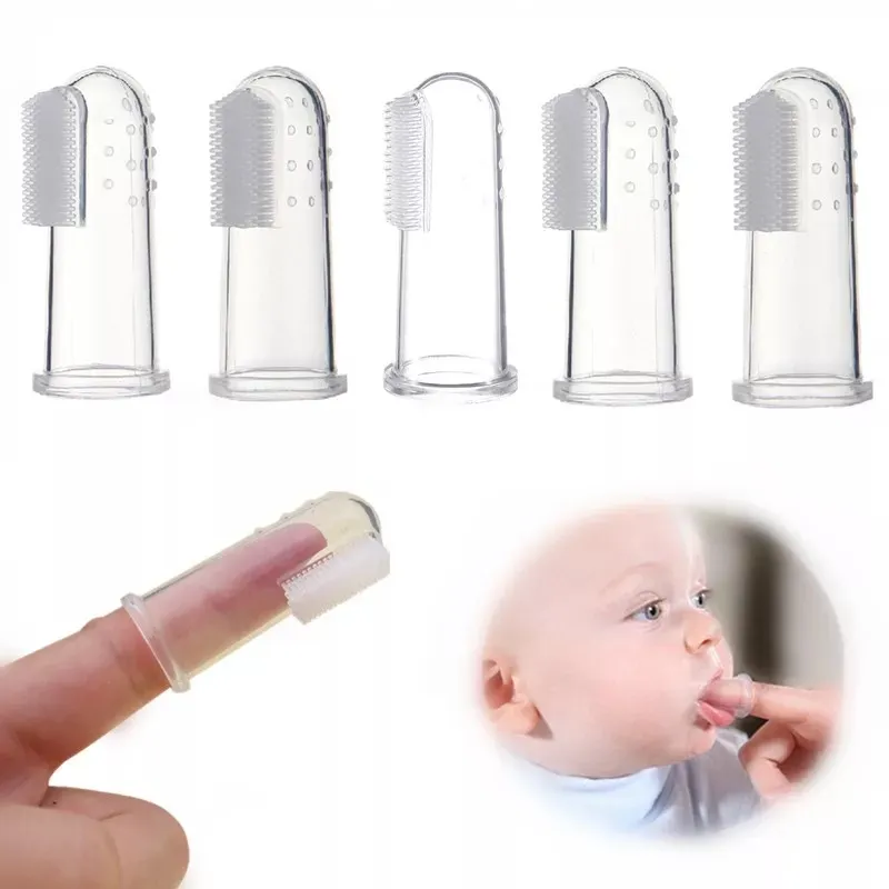 Baby Finger Toothbrush With Case Wholesale Reusable Silicone Teeth Clean Brush For Kids Tongue Clean Tool Infant Oral Healthy Care Brushes