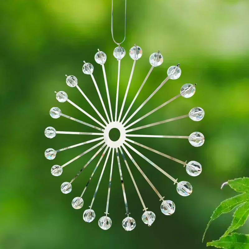 Decorative Objects & Figurines Stainless Steel Crystal Dandelion Wind Hanging Ornament Rotating Chimes Window Wedding Curtain Chandelier Hom