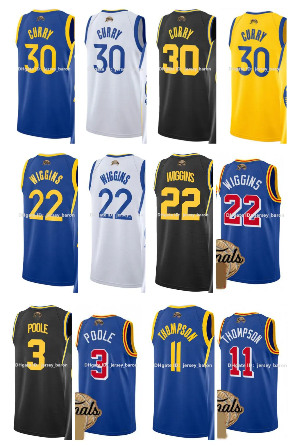 2022 Finals Patch Stephen Curry Basketball Jersey Klay Thompson Sleeveless 75th Andrew Wiggins 3 Poole Jerseys Blue White Black