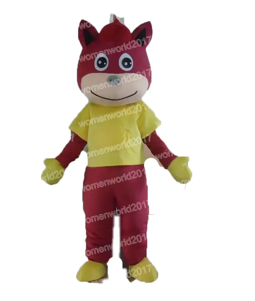 Halloween Rotes Pferd Maskottchen Kostüm Hochwertige Cartoon Charakter Outfits Anzug Unisex Erwachsene Outfit Weihnachten Karneval Kostüm