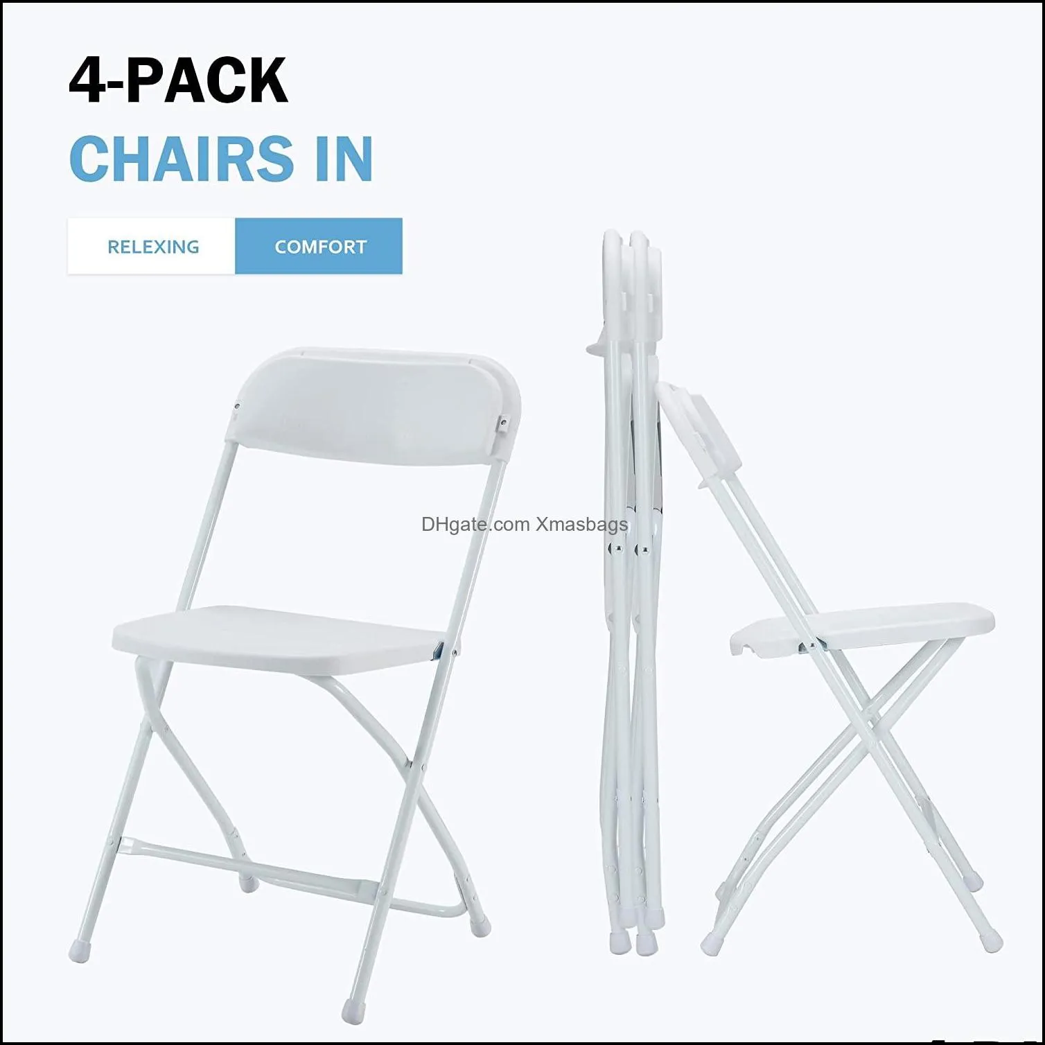 4 pack white folding chairs plastic outdoor party chairs stackable lightweight for event wedding office meeting house dinner 330 lbs weight