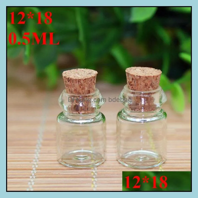 Hot Sale Small Mini Corked Bottle Vials Clear Glass Wishing Drift Bottle Container with Cork .5ml 1ml 2ml 3ml 4ml 5ml 6ml 7ml 10ml 15ml