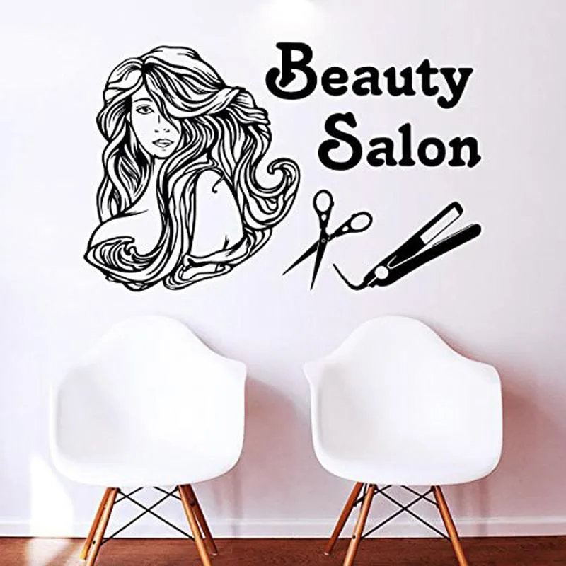 Adesivos de parede cabeleireiro criativo salão de beleza barbearia diy papel de parede removível decoração de casa arte jg1281