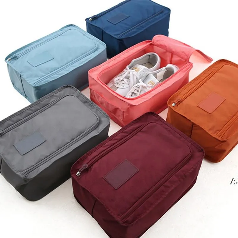 Voyage portable étanche chaussures de sacs Organisateur Storage Pochette Pochettes Pochettes Cubes Poignée Nylon Zipper Sac Accessoires CCB15056