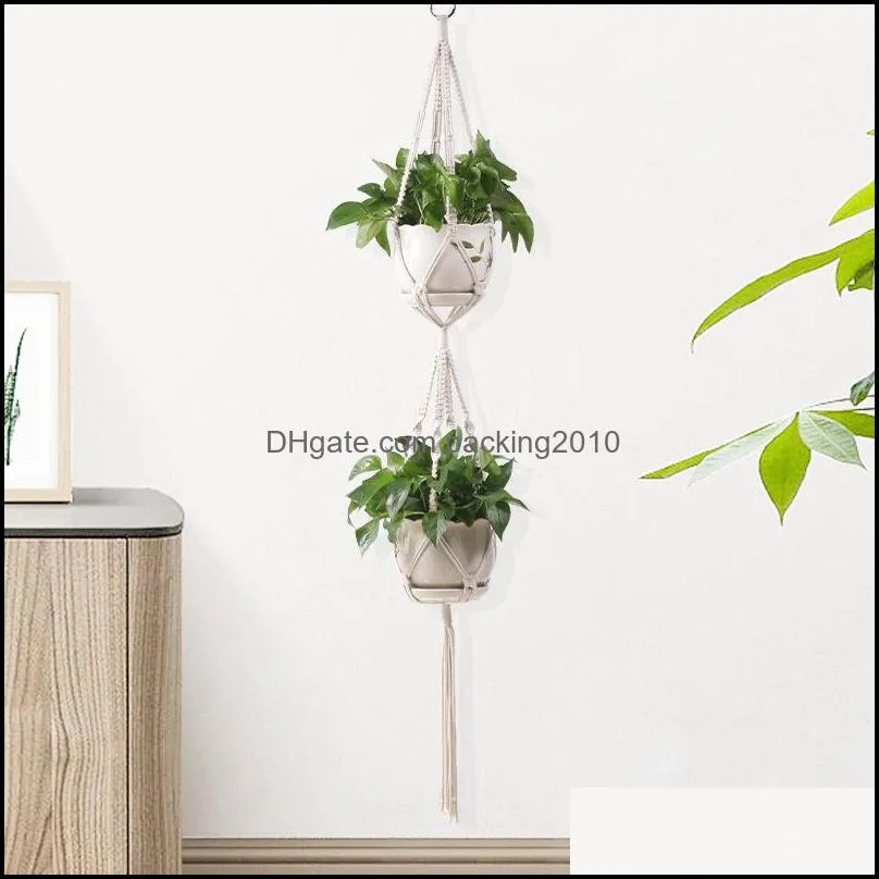 macrame handmade plant hanger baskets flower pots holder balcony hanging decoration knotted lifting rope home garden supplies