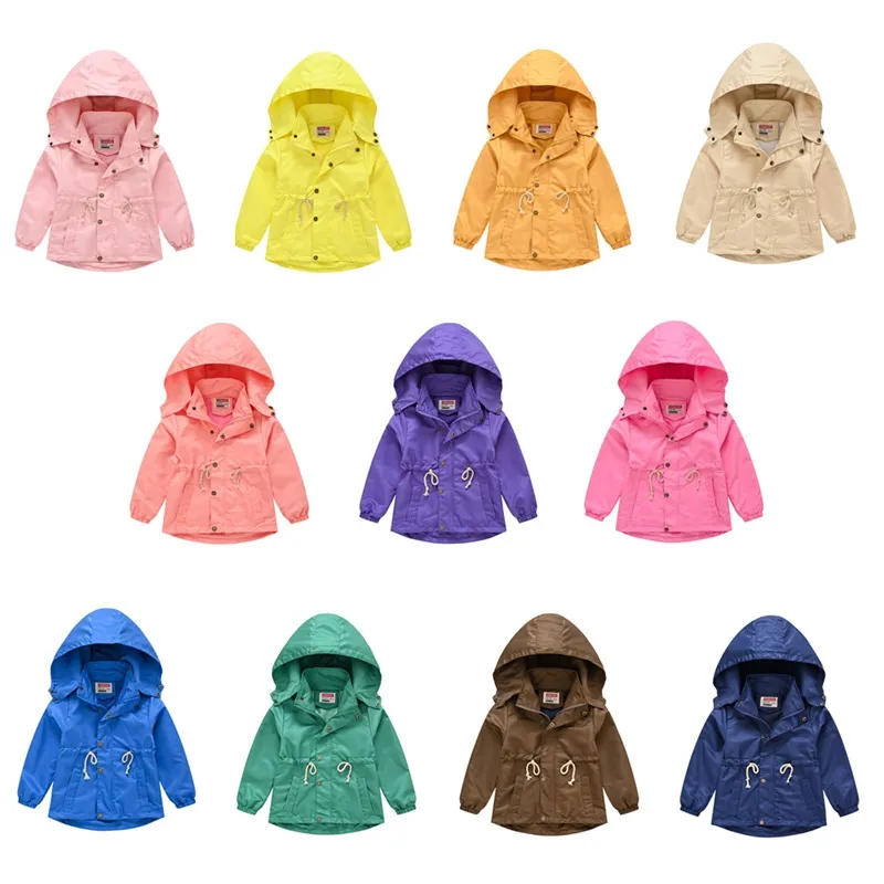 Korean Baby Jackets Hooded Removable Solid Color Kids Outwear Waist Retraction Keep Warm Children's Clothing 38yr E3
