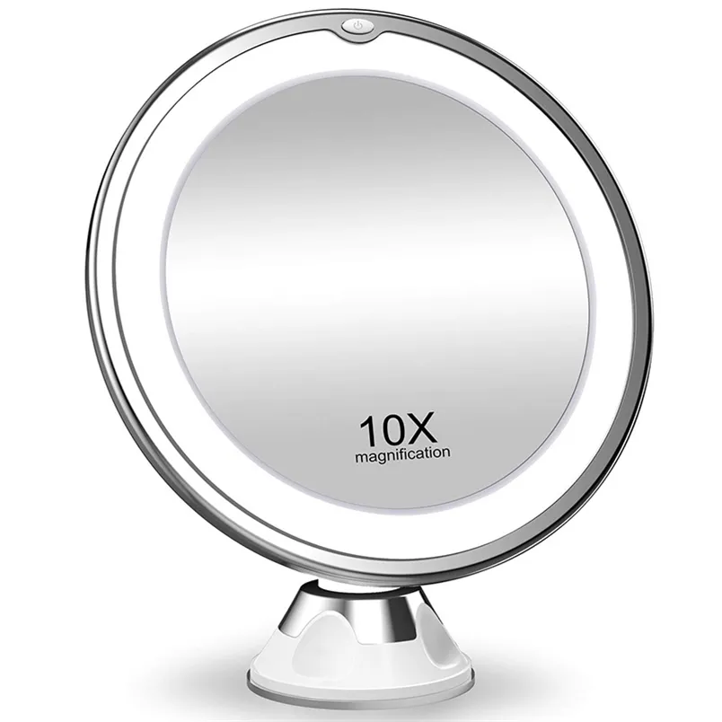 Miroir de maquillage flexible 10X grossissant s LED écran tactile éclairé vanité coiffeuse portable cosmétique s 220509