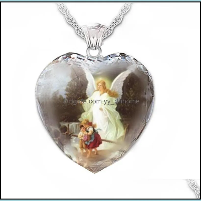 pendant necklaces exquisite heart-shaped crystal virgin necklace for women fashionable amulet chain on the neck
