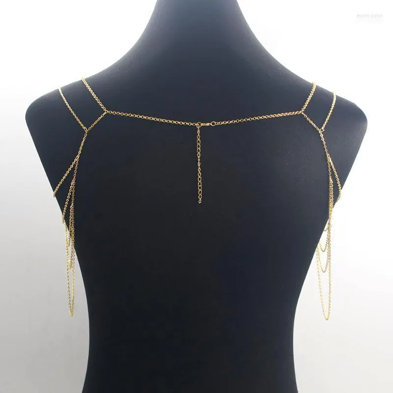 Chains Body Jewelry Necklace Shoulder Chain Gold Color Sexy Multilayer Super Star Style BYD071 Morr22