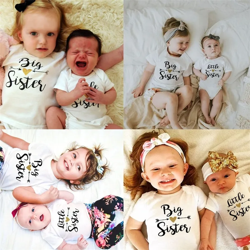 Big Sister Shirt Girls Toddler Tshirt Big Little Shirt Little Sister Outfit Bambini Tshirt Baby Romper Family Look Annuncio 220531