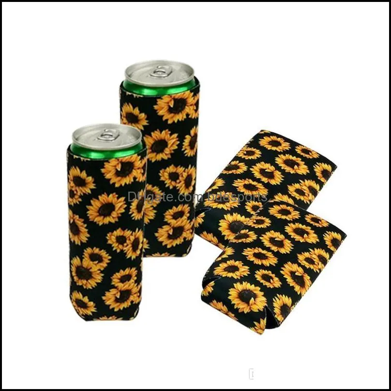 Slim Can Beer Insulators Premium Neoprene Beverage Cooler Collapsible Cola Soda Bottle Koozies Cactus Leopard Can Sleeve ST668