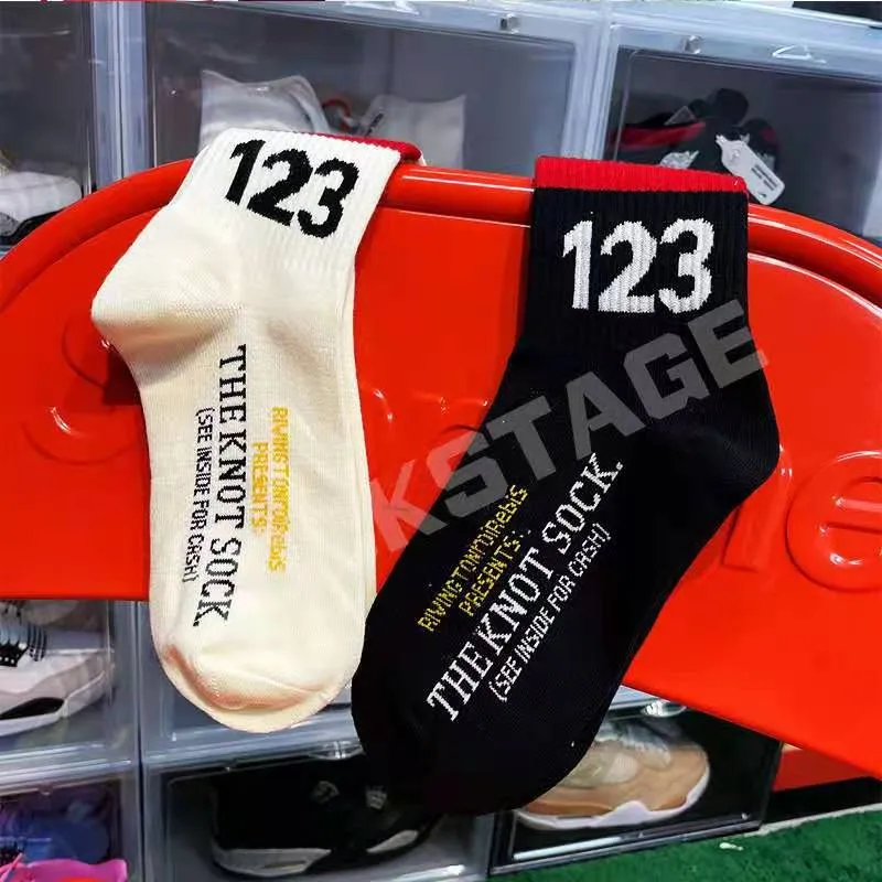 Men's Socks New RRR123 Numbers Letters Color Matching Cotton Socking for Men and Women High Street