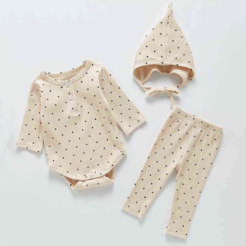 3Pcs Newborn Baby Boy Girl Clothes Set Long Sleeve Baby Bodysuit+Pant +hat Infant baby clothes cotton thermal underwear Bodysuit G220510