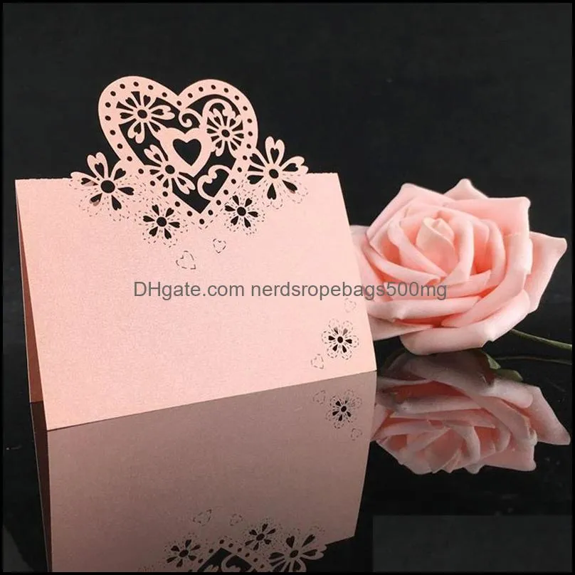 50pcs/Lot Heart Shape Table Cards Wedding Reception Decoration Decor Name Place Message Greeting Card Party Supplies TR0010