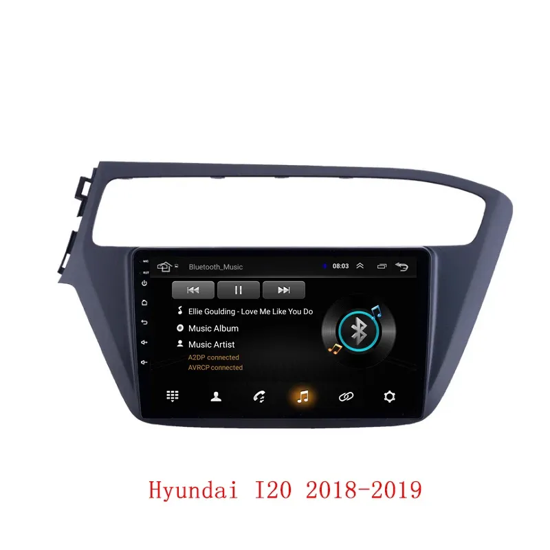 Lecteur multimédia de radio vidéo de voiture Android 10 2.5D HD pour Hyundai I20 2018-2019 Navigation GPS