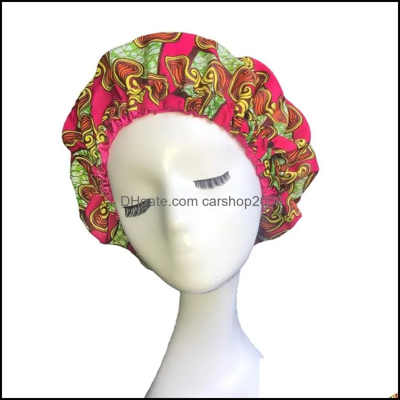home sleep bonnet for women fashion printed big round hat black women curly hair protection turban