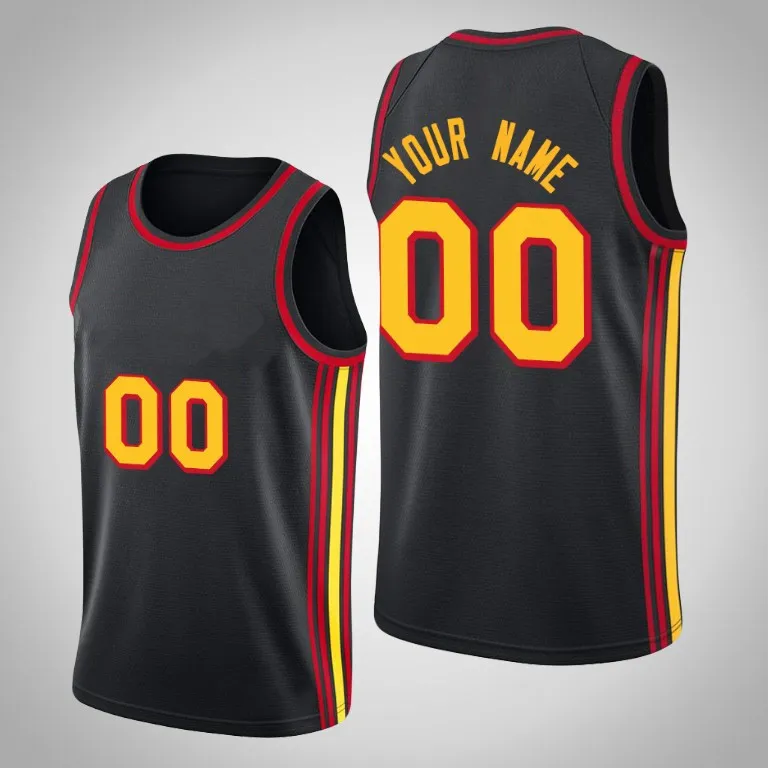 Imprimé Atlanta Custom DIY Design Maillots de basket-ball Personnalisation Uniformes d'équipe Imprimer Personnalisé n'importe quel nom Numéro Hommes Femmes Enfants Jeunesse Noir Jersey