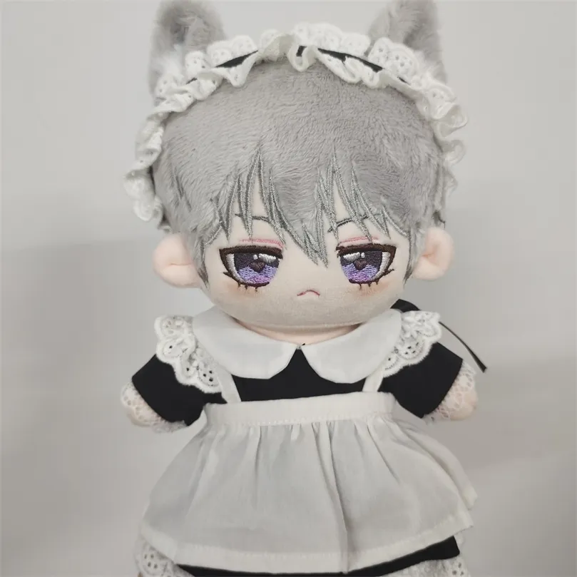 3PCSETハンドメイド20cm人形服メイドドレスヘッドバンドエプロンkpopぬいぐるみ人形衣装おもちゃベビードールズアクセサリーcosスーツ220707