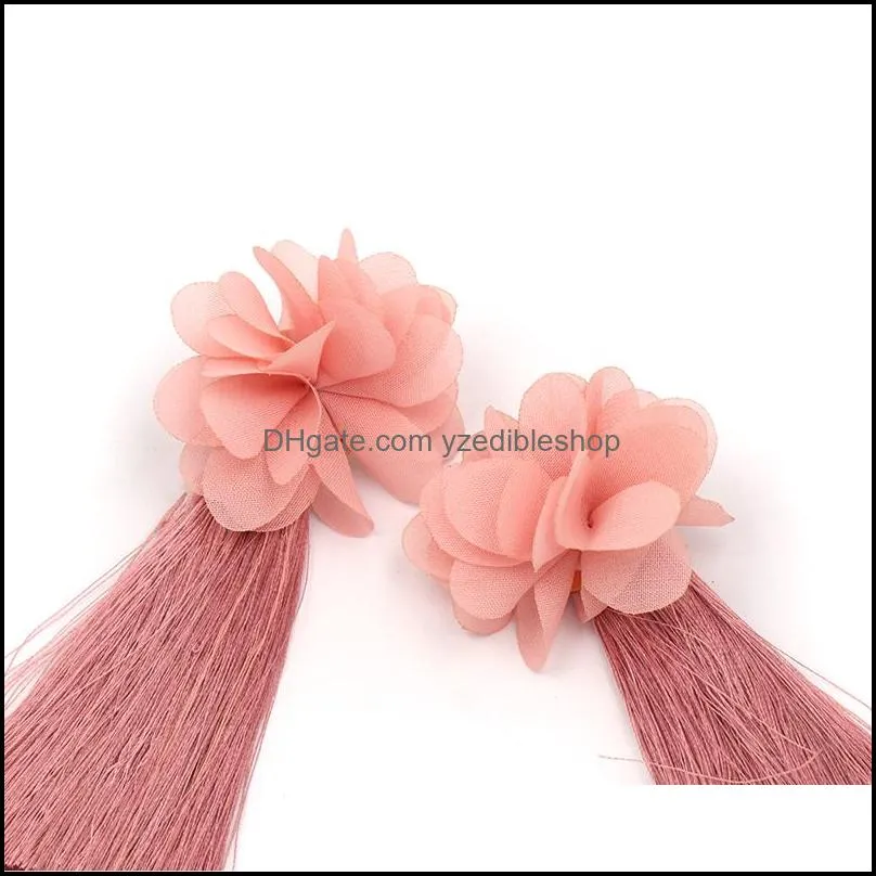 Trendy Summer Korean Elegant Drop Dangle Earring Flower Long Tassel Earrings For Women Jewelry Pendientes