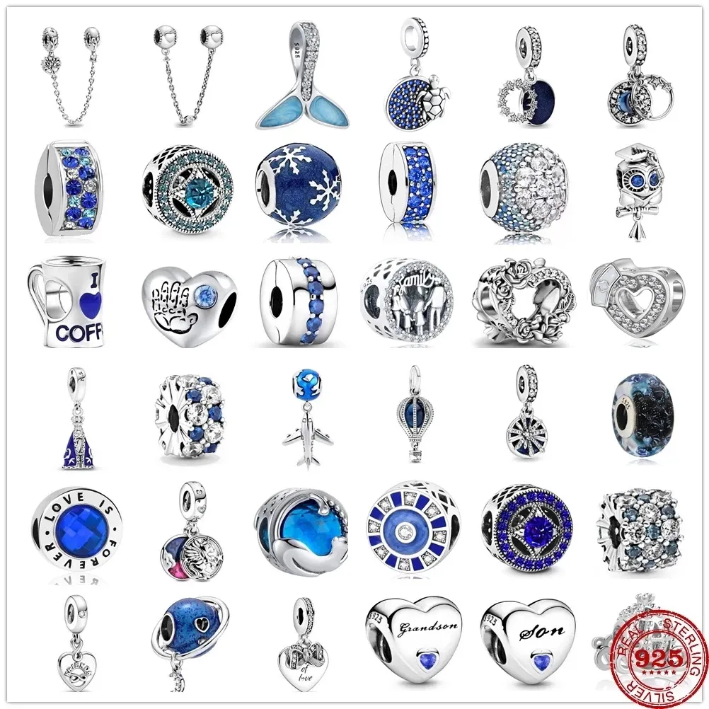 925 Sterling Silver Ciondola Charm New Blue Earth Starry Sky Stelle luminose per sempre Bead Fit Pandora Charms Bracciale Accessori gioielli fai da te