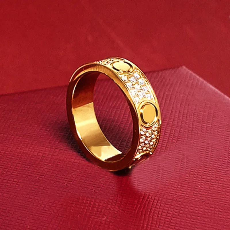 Diamond Ring Women Stainless Steel Rose Gold Couple Screw rings Zircon Jewelry Valentines Day Gifts for woman Accessories Wholesale