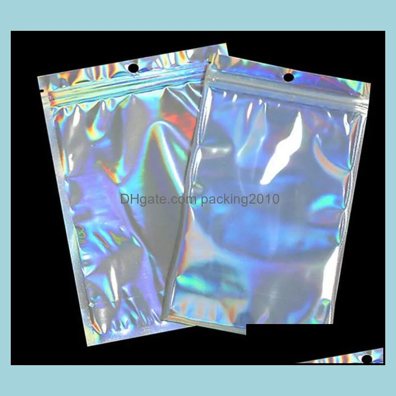1000pcs/lot Flat Zip lock Bath Salt Cosmetic Bag One Side Clear Holographic Laser Mini Aluminum Foil Zip Lock Plastic Bags Thick