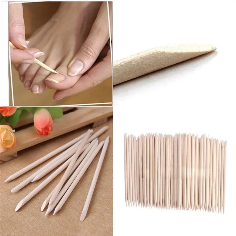 Cuticle Pushers Orange Wood Sticks Nail Art Pusher Remover Beauty Tool Wooden Push302L