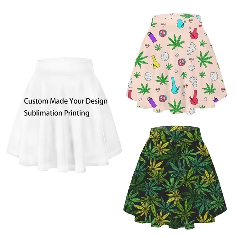 Custom Made Sublimation Print Women Milk Silk Flare Skirt 220704