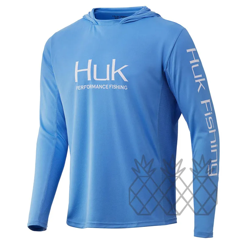 HUK Fishing Shirt Men Sun Protection Long Sleeve Shirt Summer