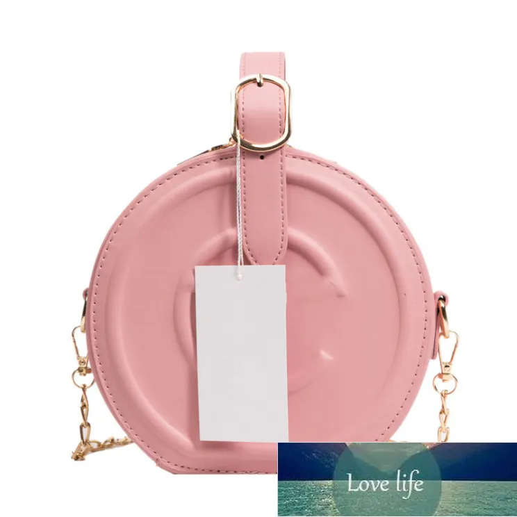 New Embossed Letter Cute Small Round Bag Portable Shoulder Messenger Bags Commuter Simple Chain