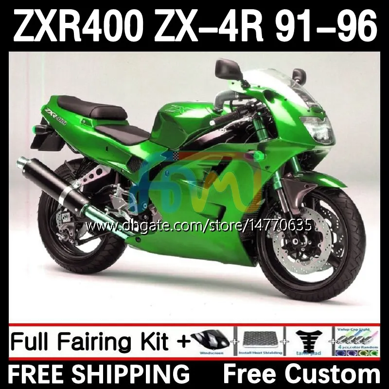 Bodywork Kit For KAWASAKI NINJA ZXR-400 ZX 4R Cowling ZXR 400 CC 400CC Fairing 12DH.122 ZX-4R ZXR400 91 92 93 94 95 96 ZX4R 1991 1992 1993 1994 1995 1996 Body metal green