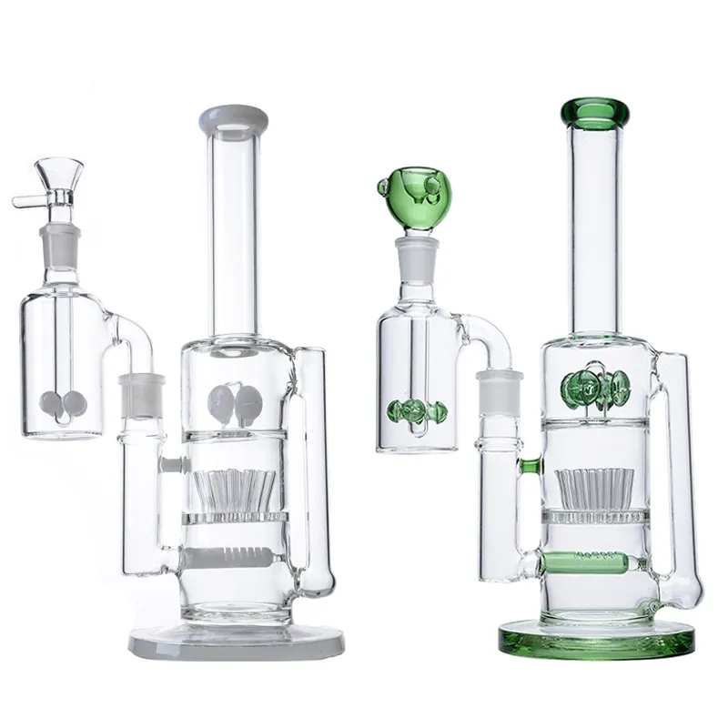 Cachimbas de tubo recto de 12 pulgadas Perc en línea Bongs de vidrio Rociador Seta Cruz Percolador Tuberías de agua 18 mm Plataformas de aceite conjuntas con recipiente para cenizas