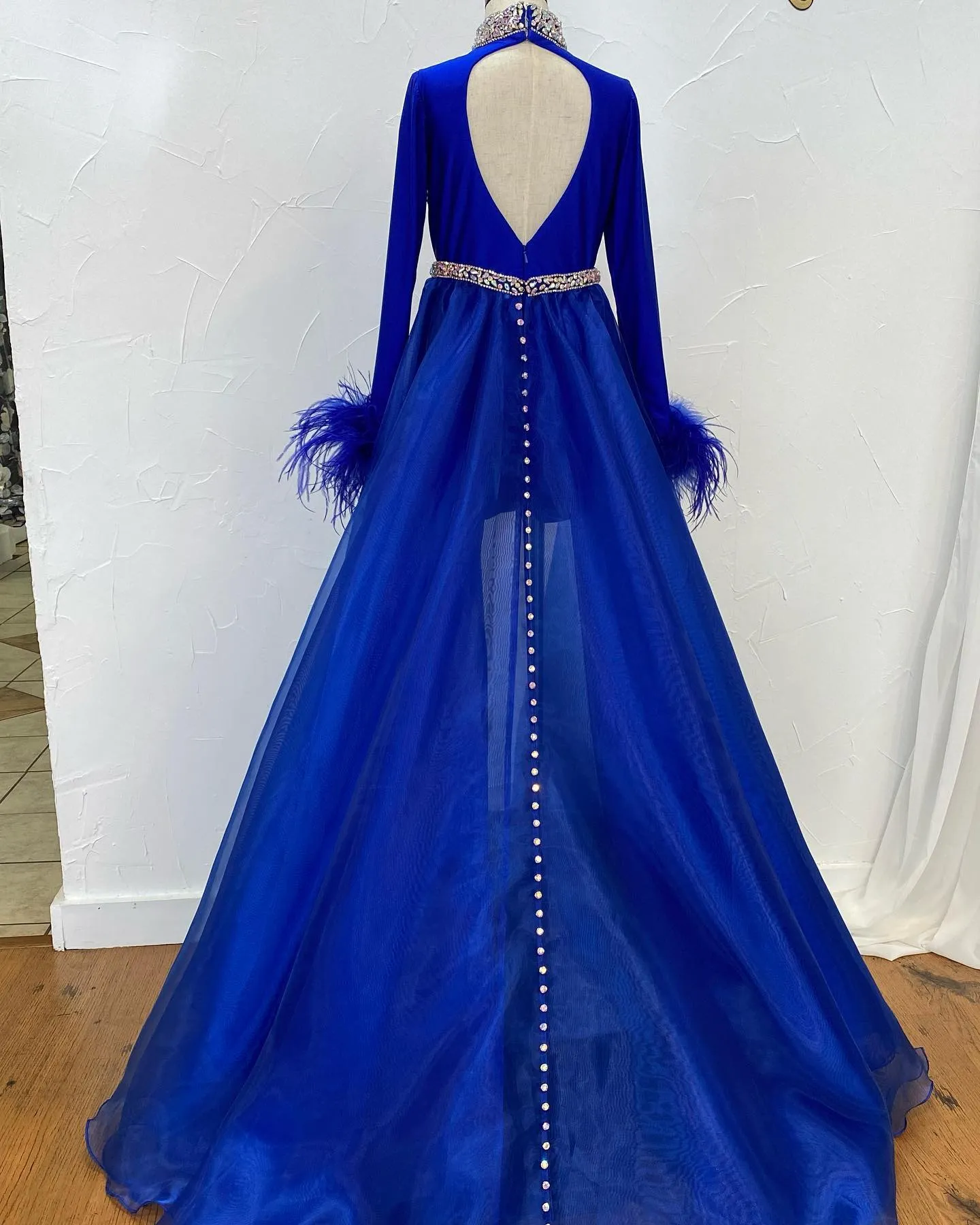 2022 Girls Long Sleeve pageant gown: Long Sleeve Feather Trim Romper with Overskirt, Stretch Lycra, Crystals Belt - Perfect for Formal Events and 2022 Girls Long Sleeve pageant gown: Long Sleeve Feather Trim Romper with Overskirt, Stretch Lycra, Crystals Belt - Perfect for Formal Events and
