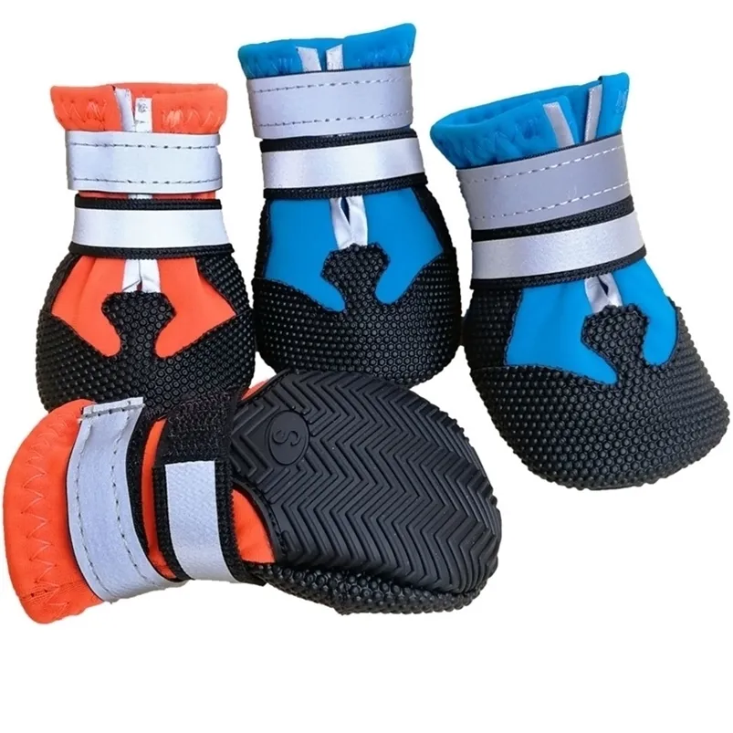 4pcs / lot chaussures d'automne pour chiens botte d'hiver chaussettes imperméables antidérapantes réfléchissantes couvertures pour animaux de compagnie en plein air Chihuahua LJ200923