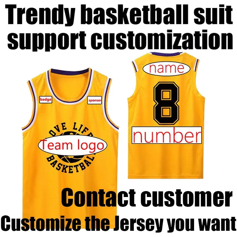 Anpassad alla lag baskettröjor 2022 Anpassad logotyp Badge Sponsor Namn och nummer Summer Vest Basketball Game Trendy Jersey Hot Pressing the Last Senson