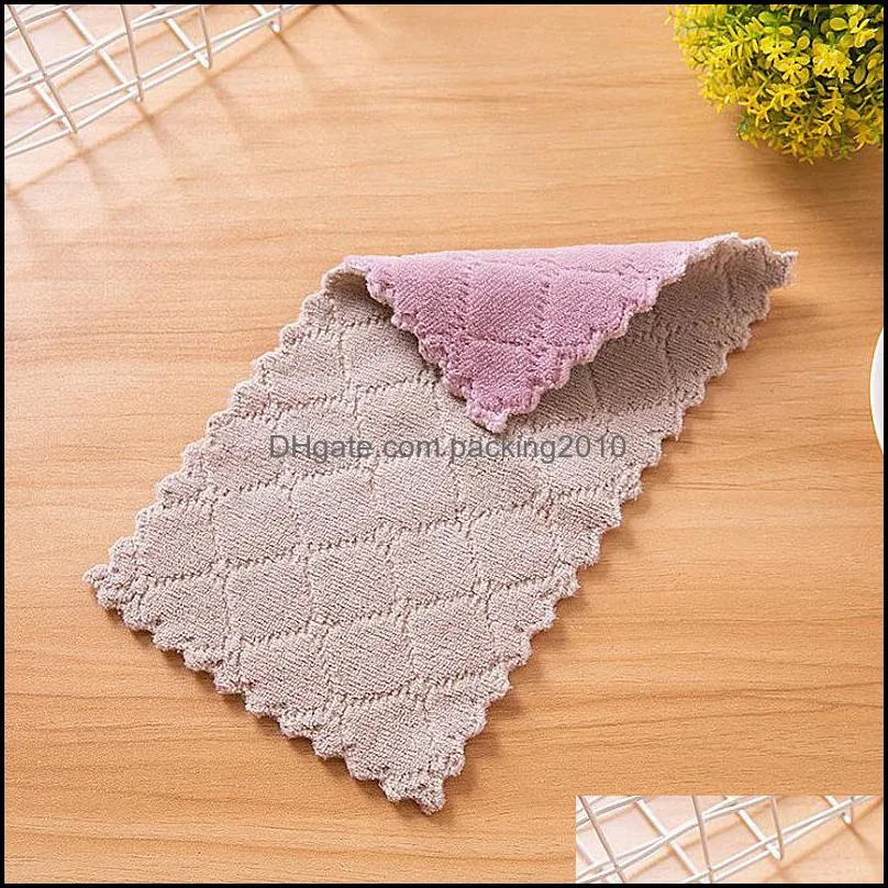portable double sided scouring pad reusable cleaning dishcloth kitchen cleaning tools wiper dish towels rag kitchen supplies vt1925
