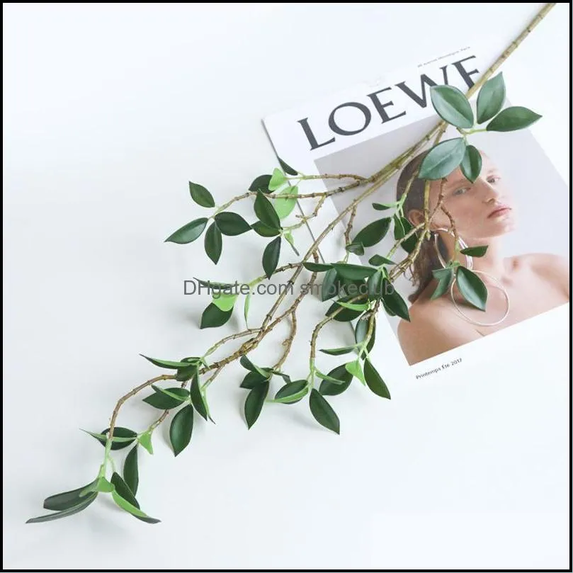 Decorative Flowers & Wreaths High Quality Ficus Tree Branch Real Touch Plastic Fake Plant Artificial Leaves Decoration Room Decor Plantas