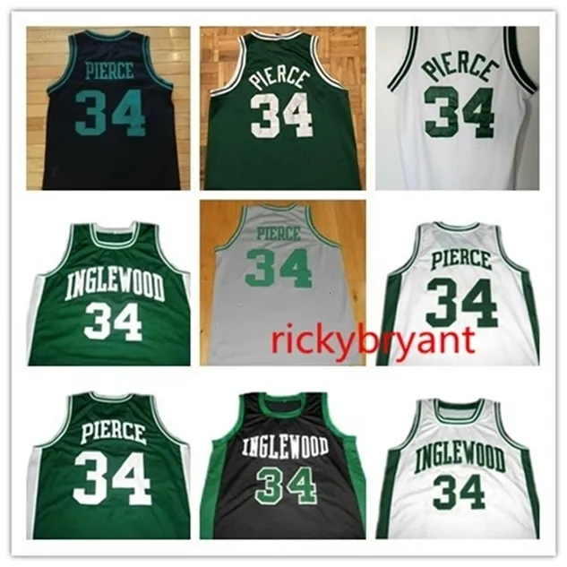 Nc01 college Inglewood High School Basketball Jersey Paul 34 Pierce jersey throwback green Stitched embroidery custom made big size S-5XL