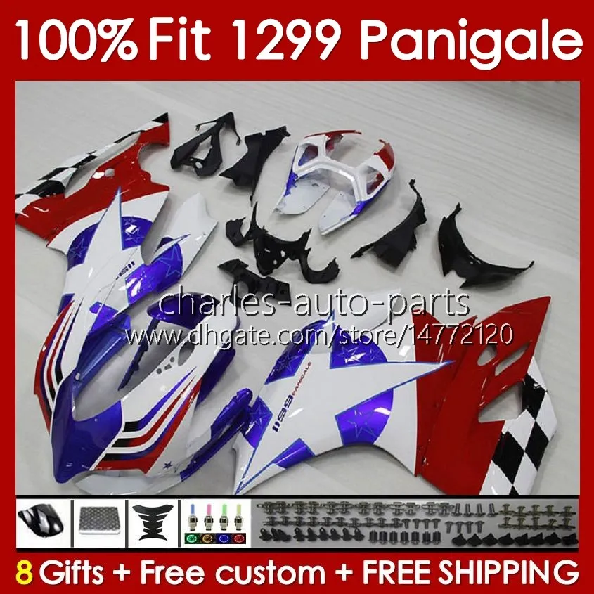 OEM Blue Red Blk Fairings Zestaw do Ducati Panigale 959R 1299R 1299S 959 1299 S R 2015 2016 2017 2018 Body 140NO.85 959-1299 15-18 959S 15 16 17 18 Otrzymujący Oszęście