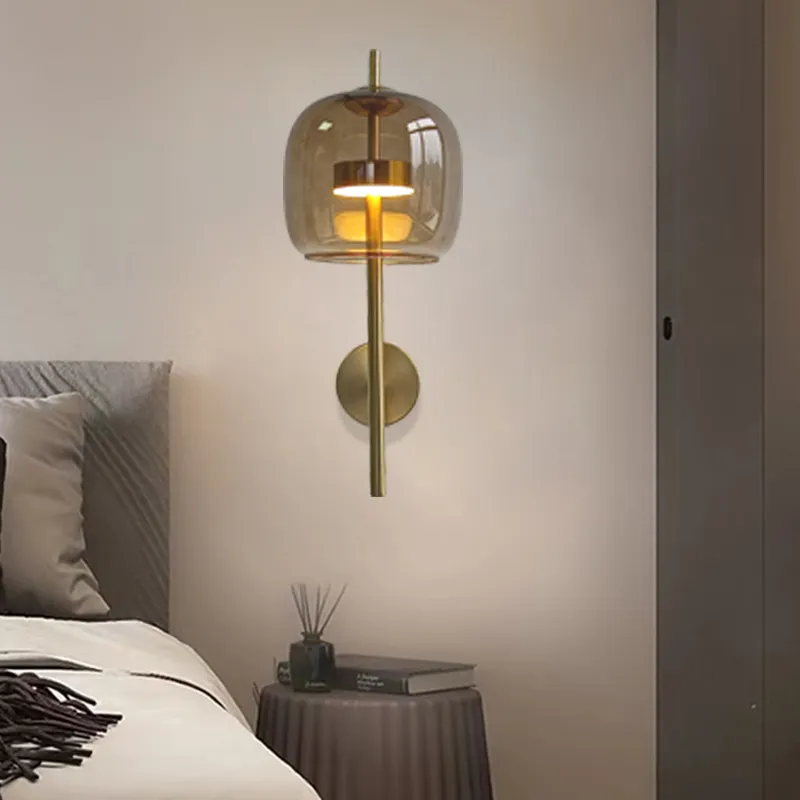 Moderna lampada da parete in vetro creativo a led studio camera da letto soggiorno comodino bagno decorazione caldo comodino di lusso