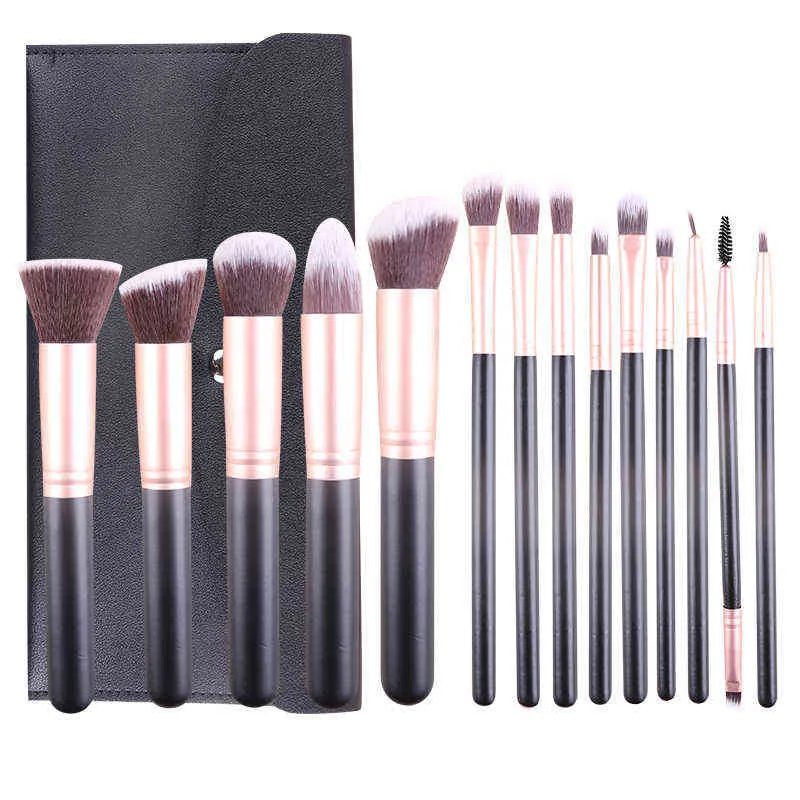 Makeup Tools Zoreya Borstar Premium Syntetisk Foundation Pulver Concealers Eye Shadows Blush 14 st Make Up Brush Set220422