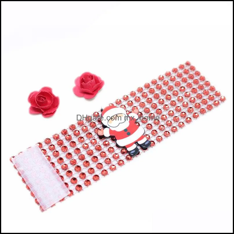 christmas napkin ring hotel wedding christmas party supplies napkin rings red silver gold table decoration rhinestone napkin ring dbc