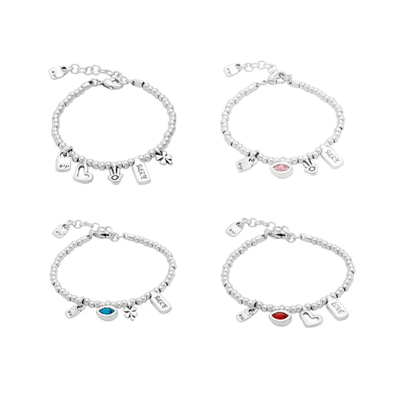 Authentic I'm Waiting 4 U Pink / Blue / Red Bracelet For Women UNODE50 925 Sterling Silver Plated Jewelry Fits European Uno De 50 Style Gift Men Bracelets PUL1854TQSMTL0M