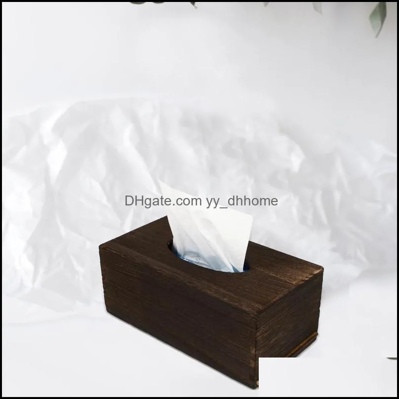 tissue boxes & napkins 1pc simple desktop box decorative natural wooden